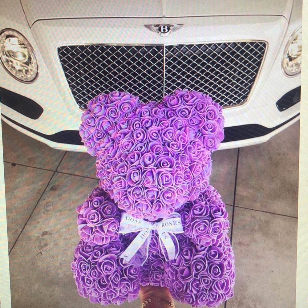 DOSE OF ROSES PURPLE ROSE TEDDY BEAR